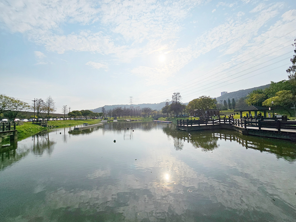 【桃園特色公園】海盜船遊戲場~大溪河濱公園｜落羽松林景觀美拍｜堤岸步道散步｜草地野餐親子遊