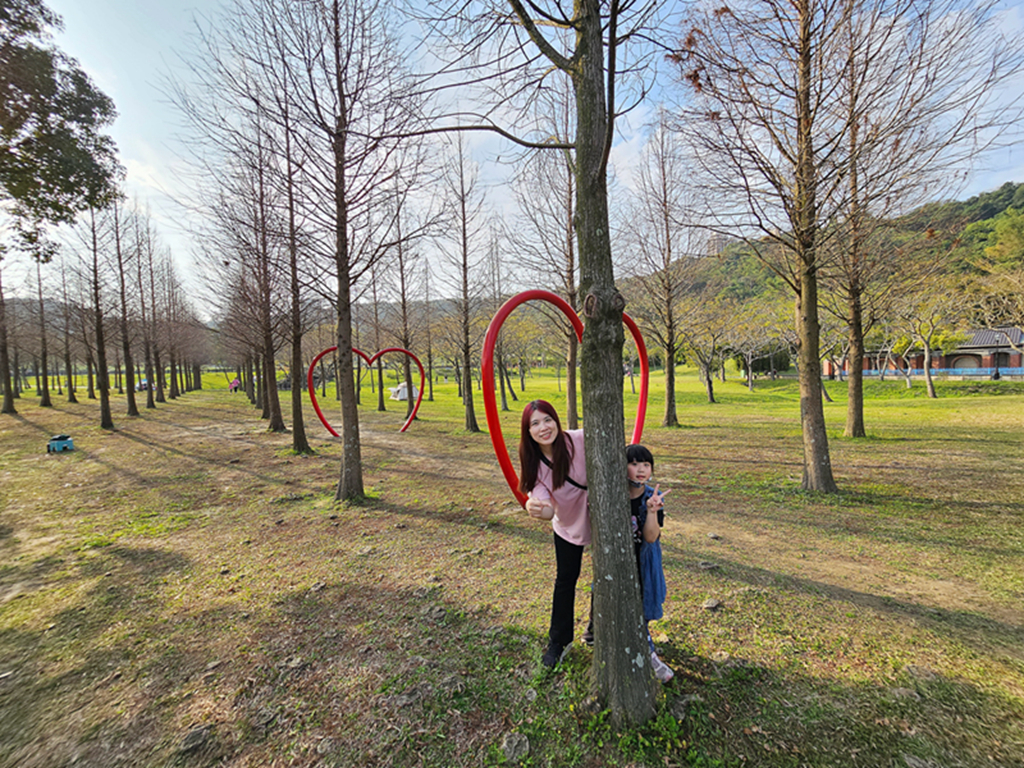 【桃園特色公園】海盜船遊戲場~大溪河濱公園｜落羽松林景觀美拍｜堤岸步道散步｜草地野餐親子遊